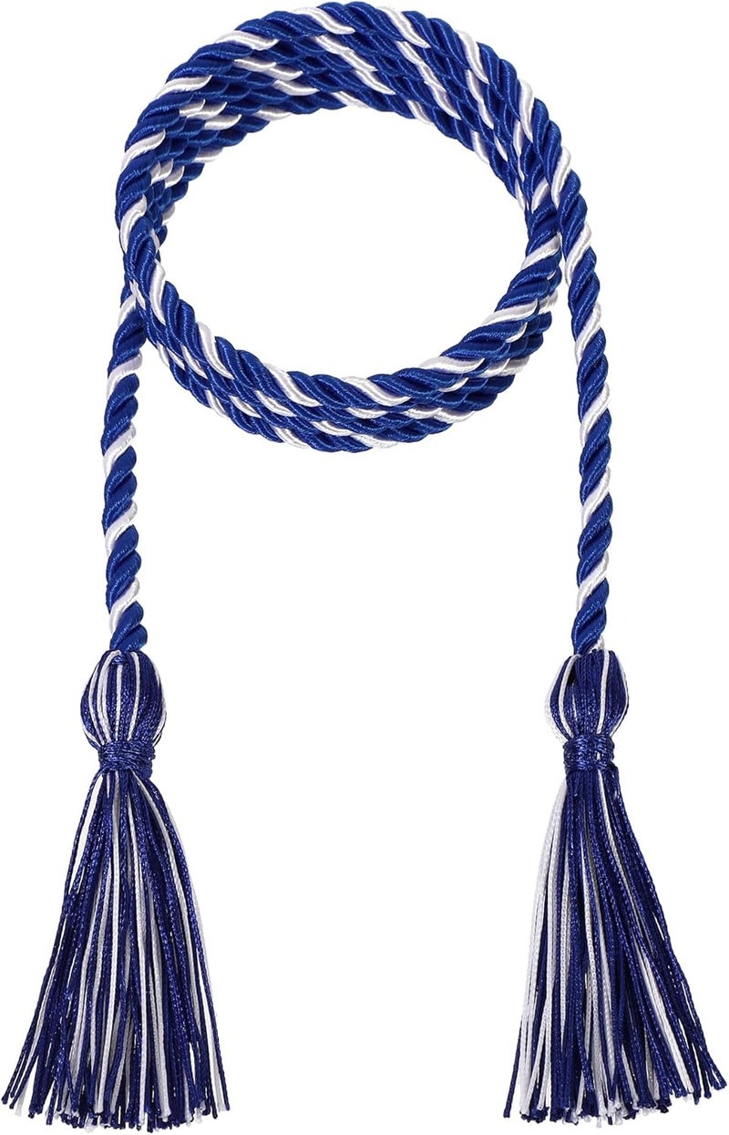 D DODOU 10 Pieces Graduation Cords Polyester Graduation Honor Braided Cords with Sewing Tassels for Bachelor, Master, Doctor 68" Long (Royal Blue White) - Image 2
